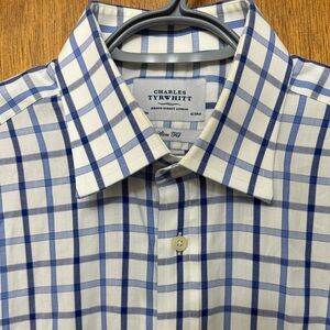 Charles Tyrwhitt White and Blue Check Dress Shirt Size 16.5 - 42